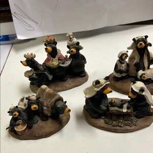Charming Bear Figurine Set - Black and Brown nativity by Bearfoot bears